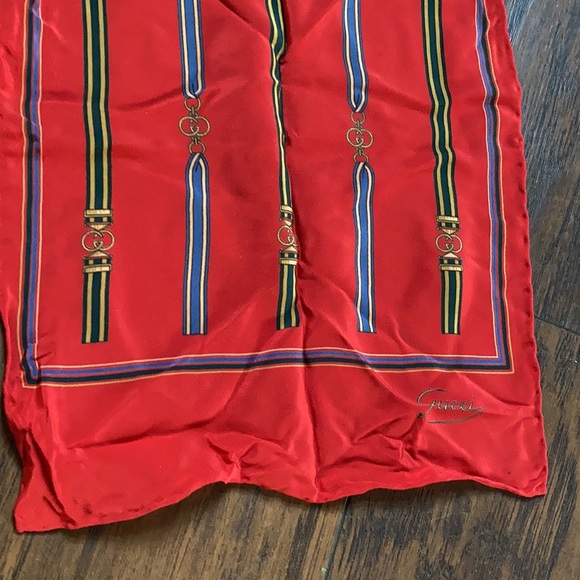 Gucci Red Silk Scarf - Picture 1 of 8